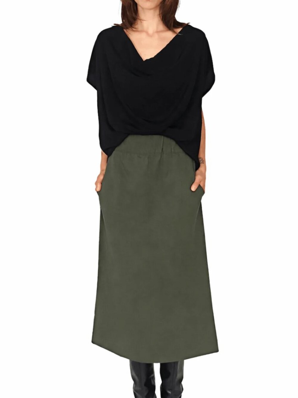 Meg Shop Brooklyn Cowl Top - Black S/M
